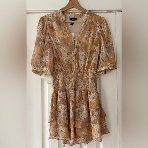 Aqua‎ Retro Smocked Floral Print Mini Dress Size Medium NWT